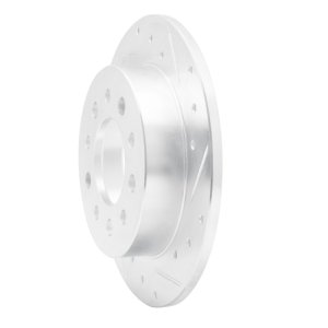 Hyundai Tiburon Brake Rotor (1) - Rear Right - R1 Concepts - Drilled & Slotted - Silver - `03-`08